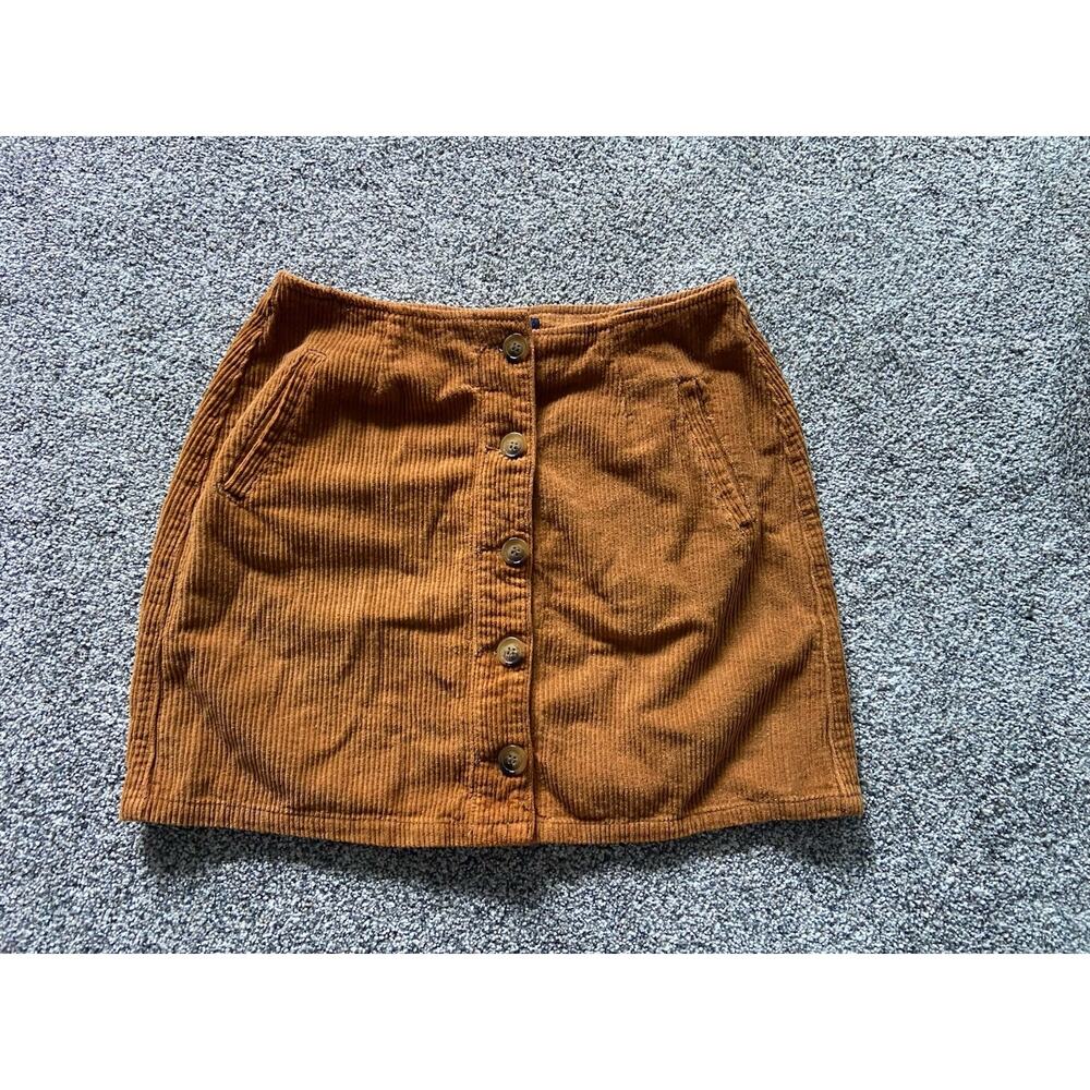YMI Jeans Brown Corduroy Mini Skirt Front Buttons 7/28 A line Y2K Preppy Boho